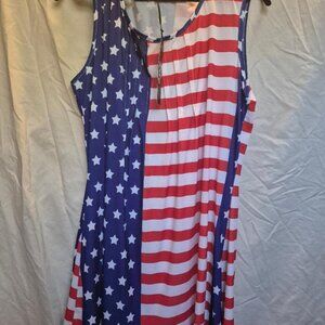 NWT Patriotic US American flag tunic style tank Top XL 1X
